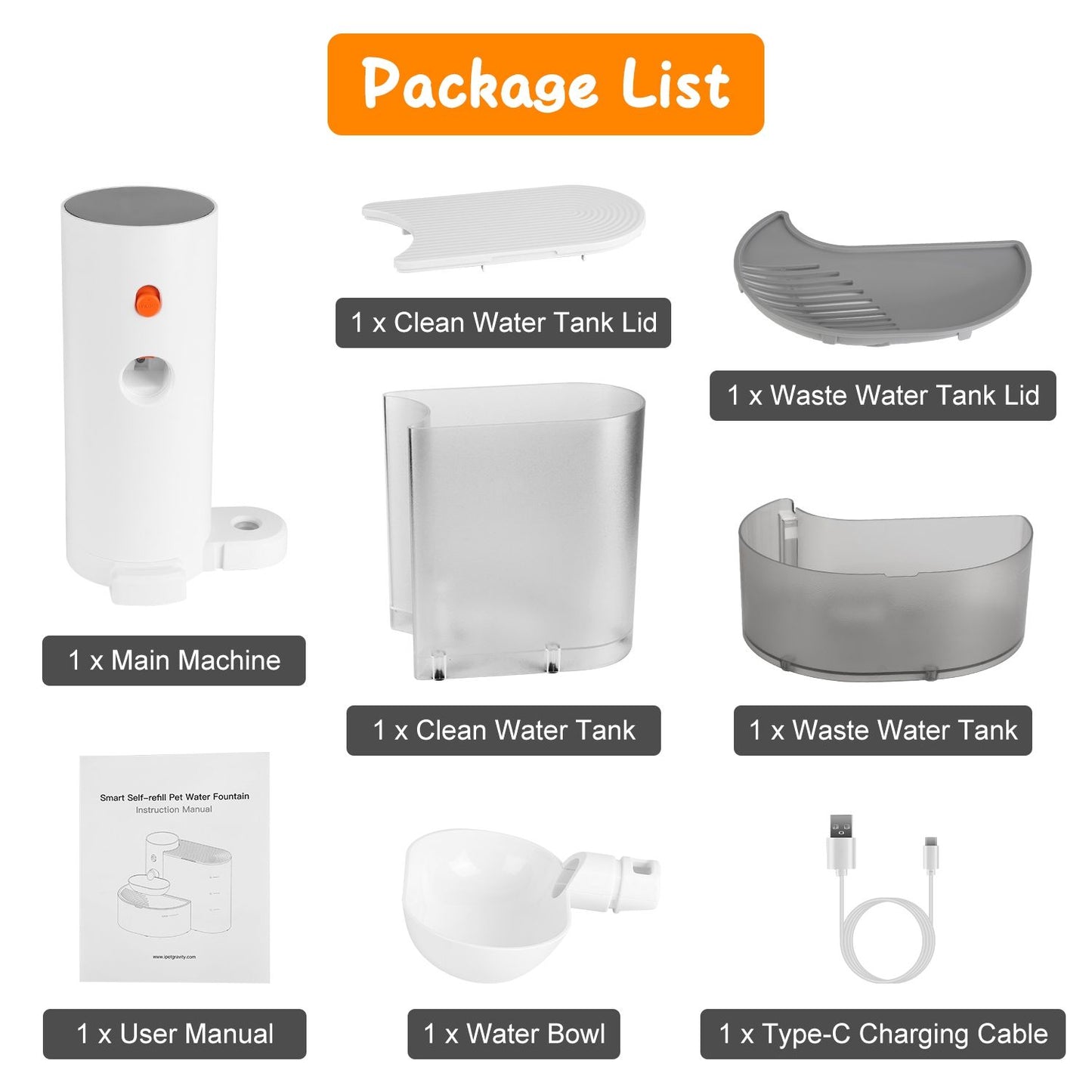 Cordless smart water fountain shown in living room kitchen and bedroom to demonstrate free placement