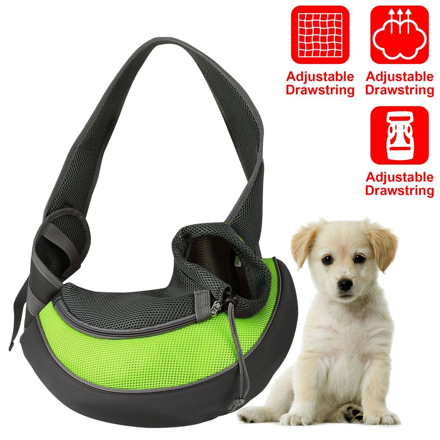 lime green sling highlighting soft padded back and ergonomic crescent base