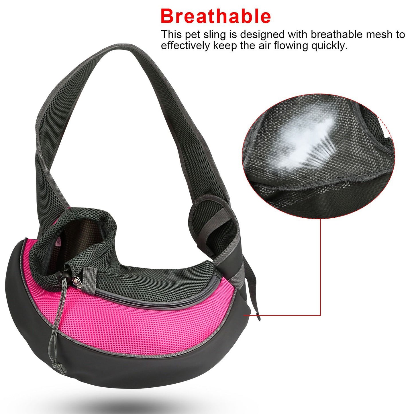 studio product shot of pink sling showing mesh upper drawstring and zipper