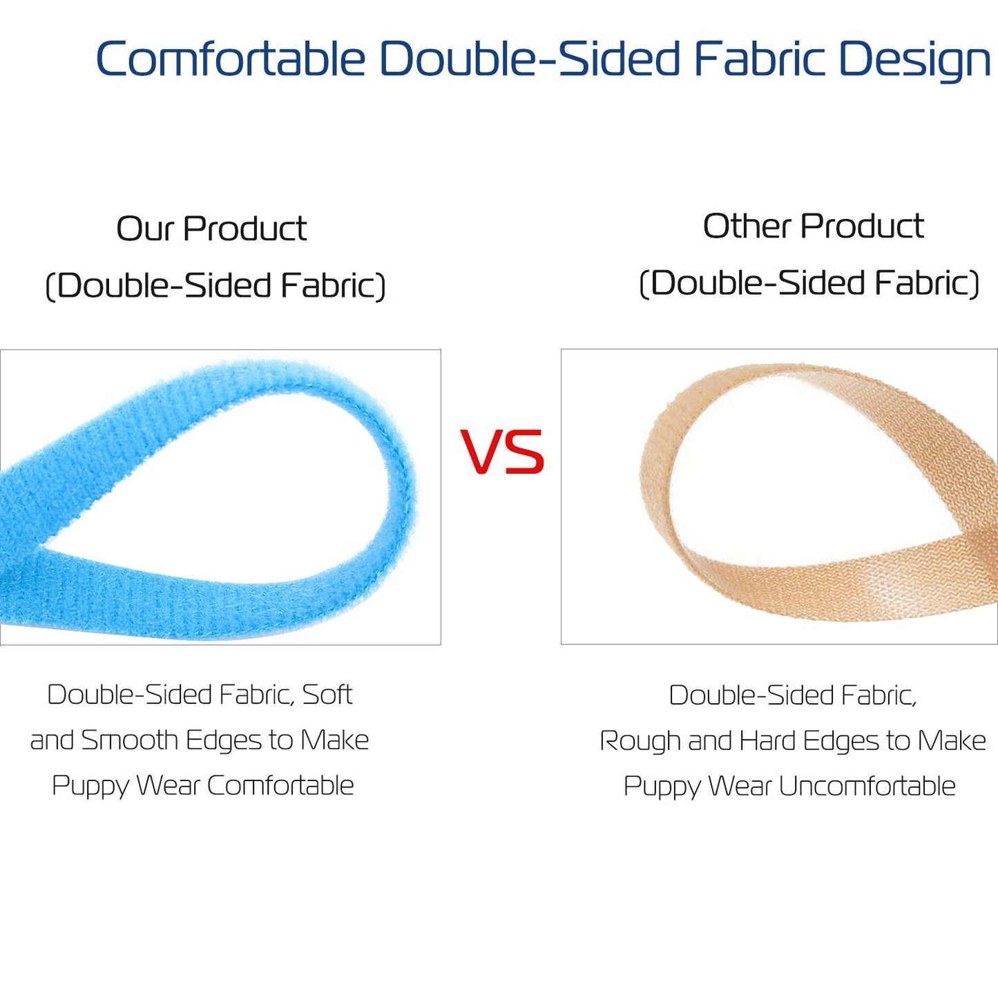 Double-sided soft fabric strap compared to rough single-sided strap to show comfort advantage