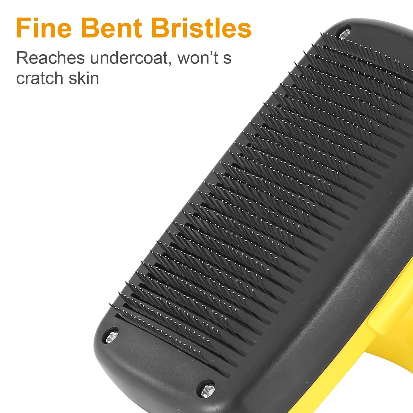 Close-up of fine bent stainless steel bristles on black pad