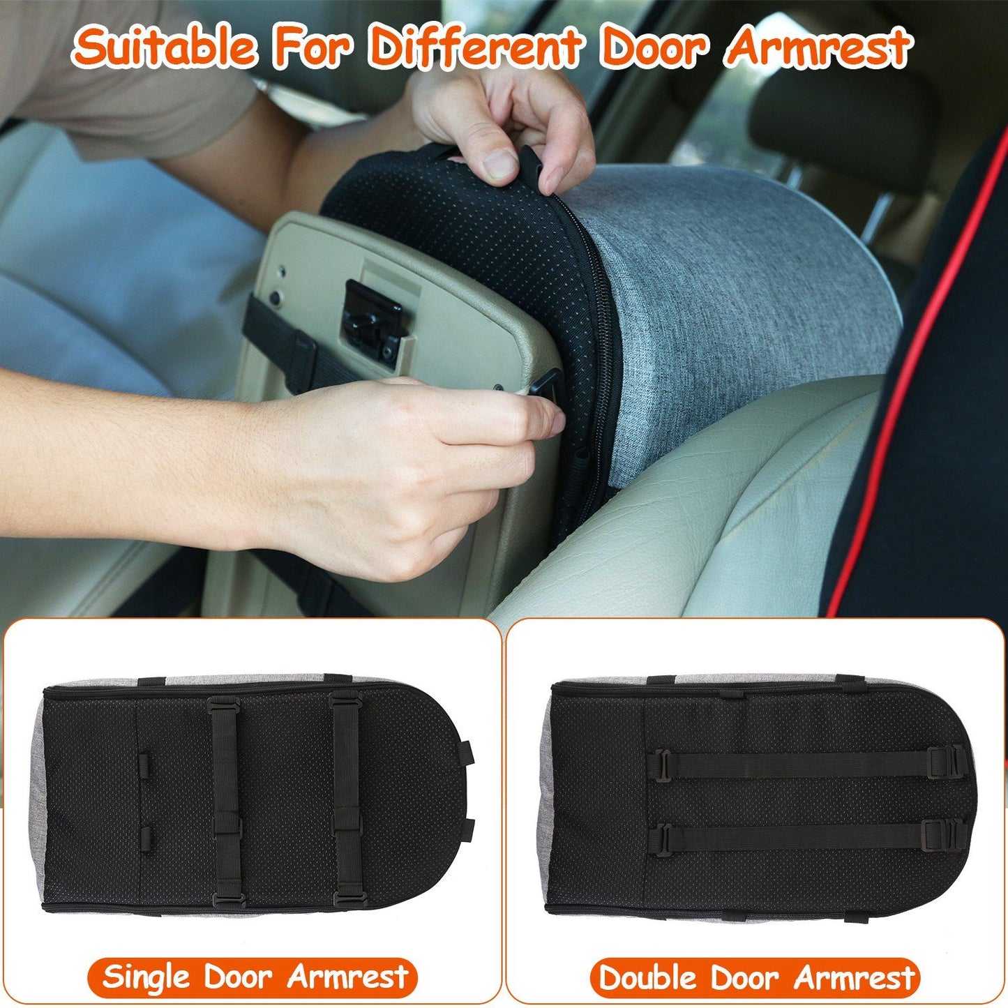 Bottom view showing single and double armrest strap configurations to secure the seat