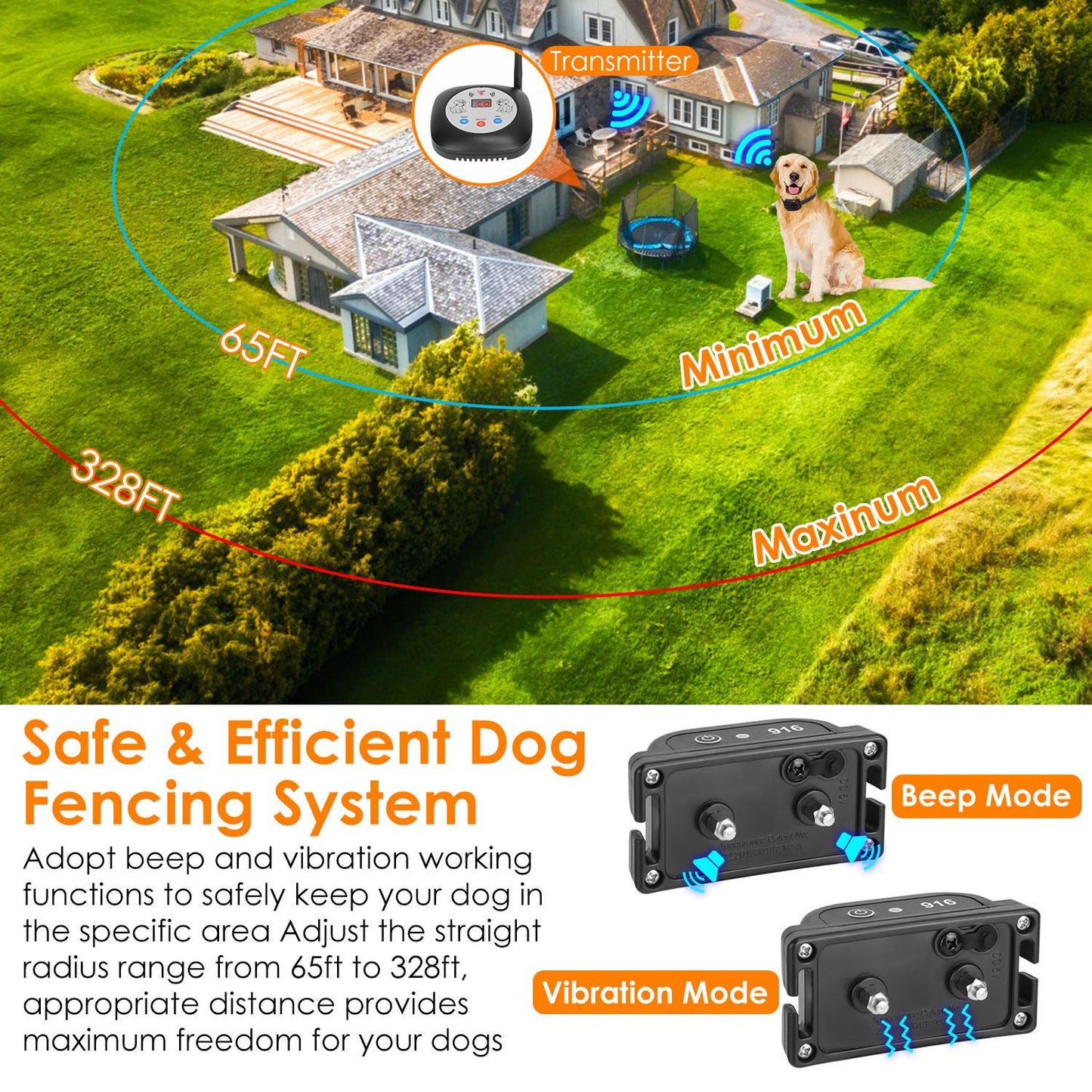 Smartphone showing tracking app beside running dog wearing GPS receiver collar