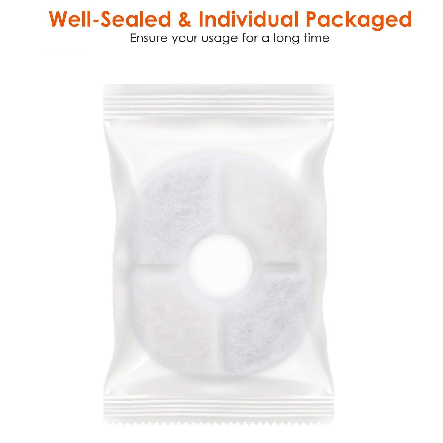 Single replacement filter individually sealed in clear packaging