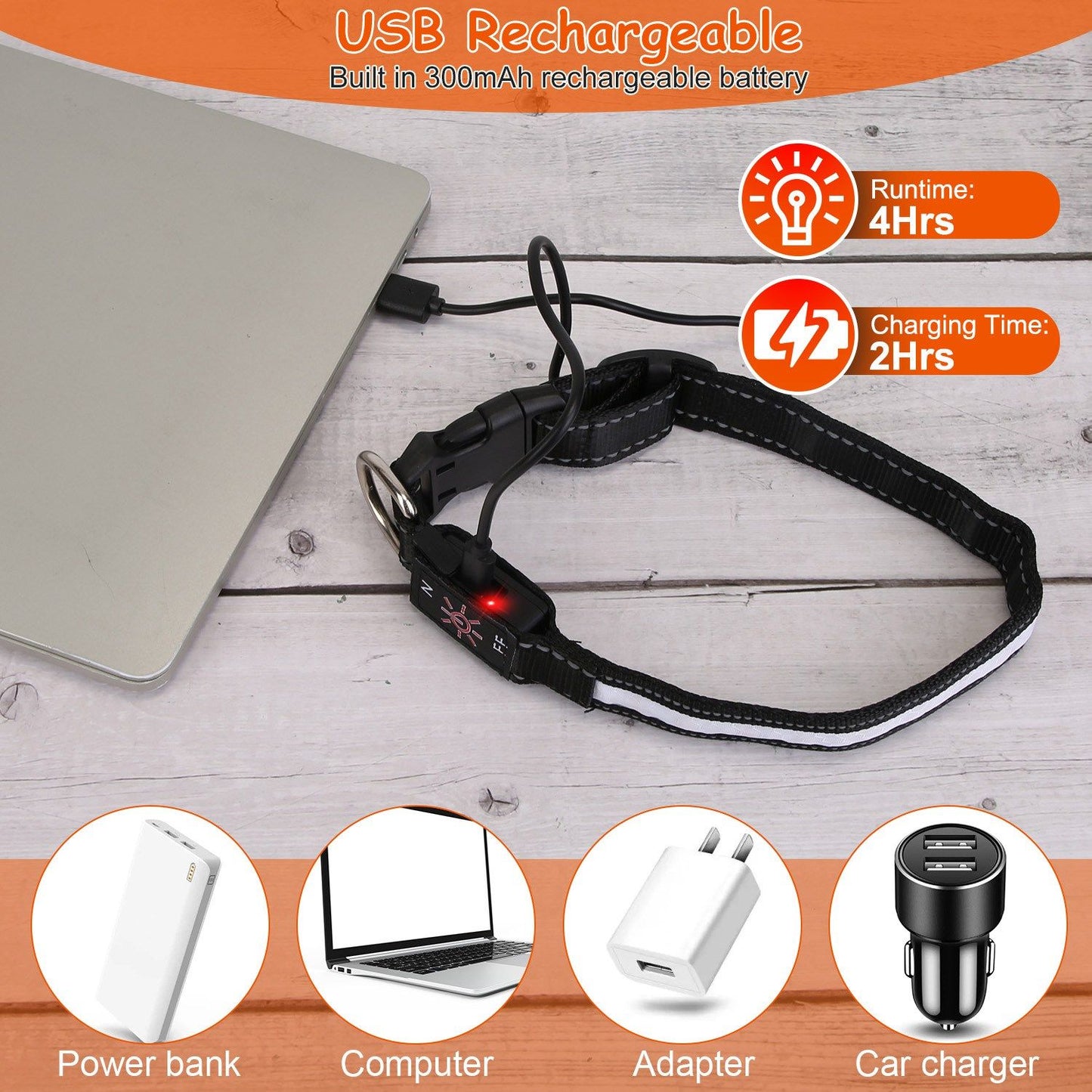 Graphic of collar lighting options showing single-color swatches and ambient RGB effects