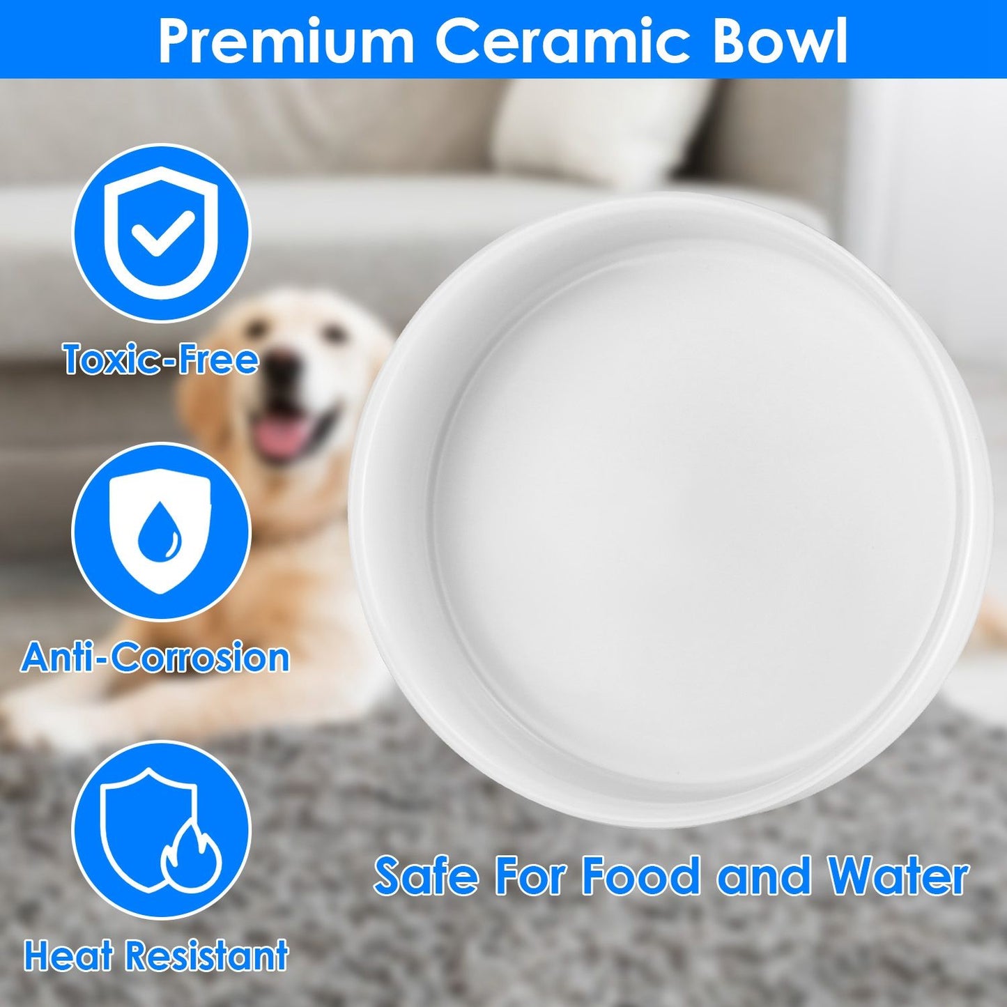 Top-down view of removable white ceramic bowl with smooth food-safe interior