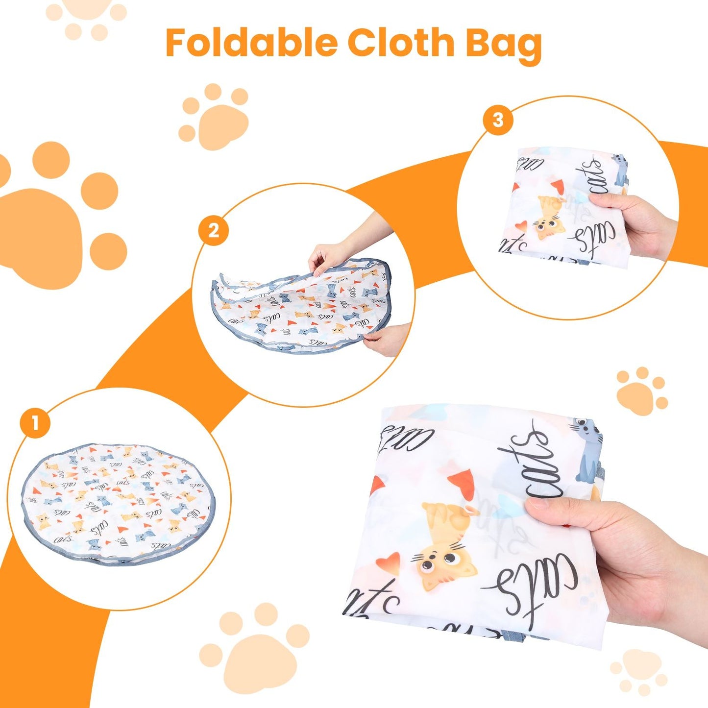 Foldable cloth play bag folded flat for compact storage