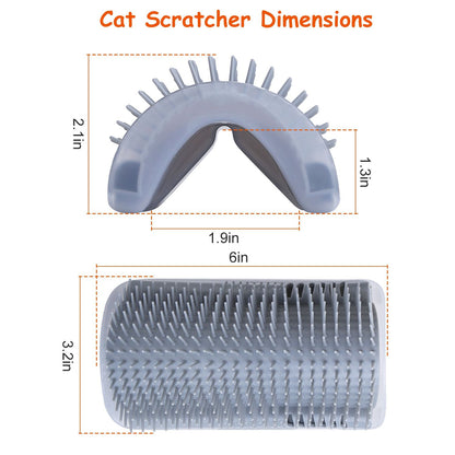 Dimension diagram of grey cat groomer showing 6in length and 3.2in width
