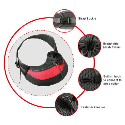 red sling component callouts showing buckle mesh hook and fastener