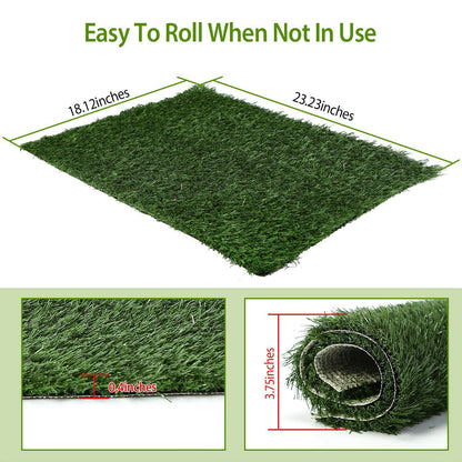 Grass mat diagram showing dimensions 23.23 x 18.12 inches and 0.4-inch pile height