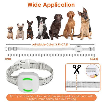 Adjustable woven collar on white receiver with measurement scale for 3.9–27.6 in necks