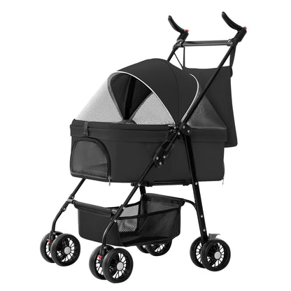 Black detachable carrier bag on a picnic blanket with mesh canopy deployed for outdoor use