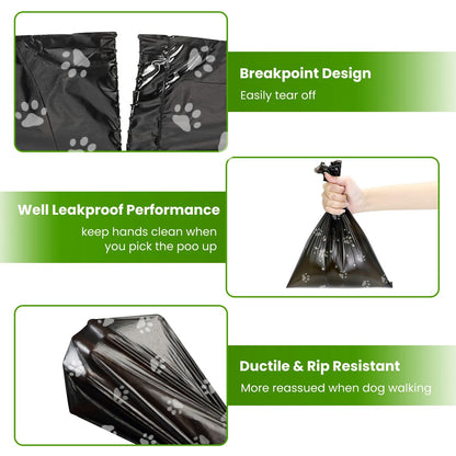 Close-up of paw-print bag showing tear-off breakpoint and leakproof stretch