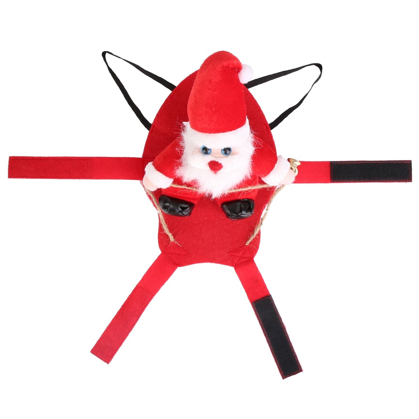 side studio image of cat wearing red saddle showing strap alignment