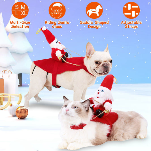 red felt saddle coat with plush riding Santa and adjustable straps