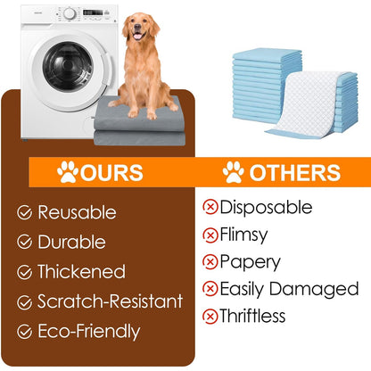 Graphic comparing reusable grey pad benefits to disposable paper pads