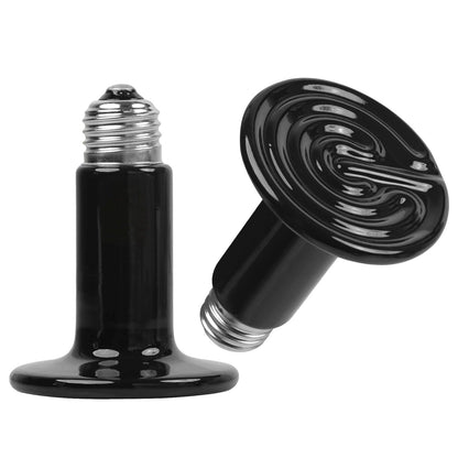 Black ceramic infrared heat lamps showing spiral heating face and E27 screw base