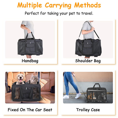 Four carrying modes illustrated handbag shoulder bag car seat fix and rollable trolley case