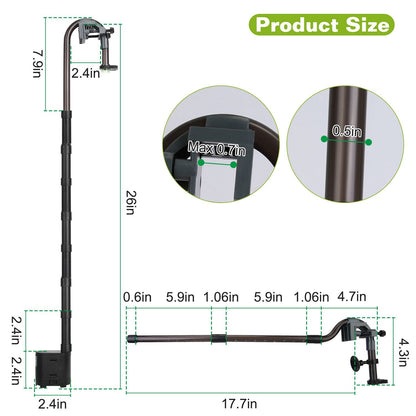 Riser and spray bar measurement diagram with clamp size and tubing diameter details