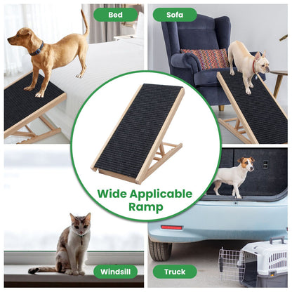 collage showing ramp used with bed sofa windowsill and truck for wide applicability