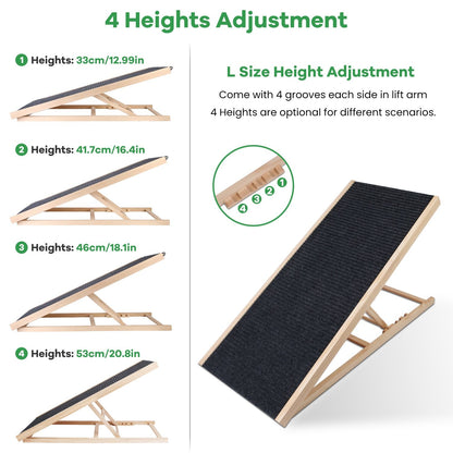 four-height adjustment infographic showing numbered grooves and ramp angles