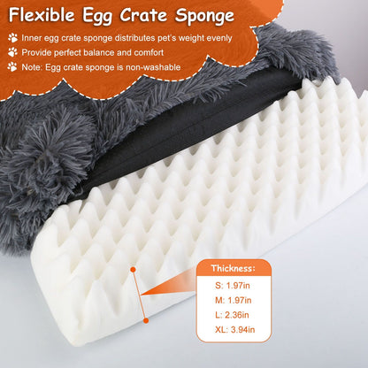 Egg-crate sponge insert removed from cover showing textured foam and thickness specifications
