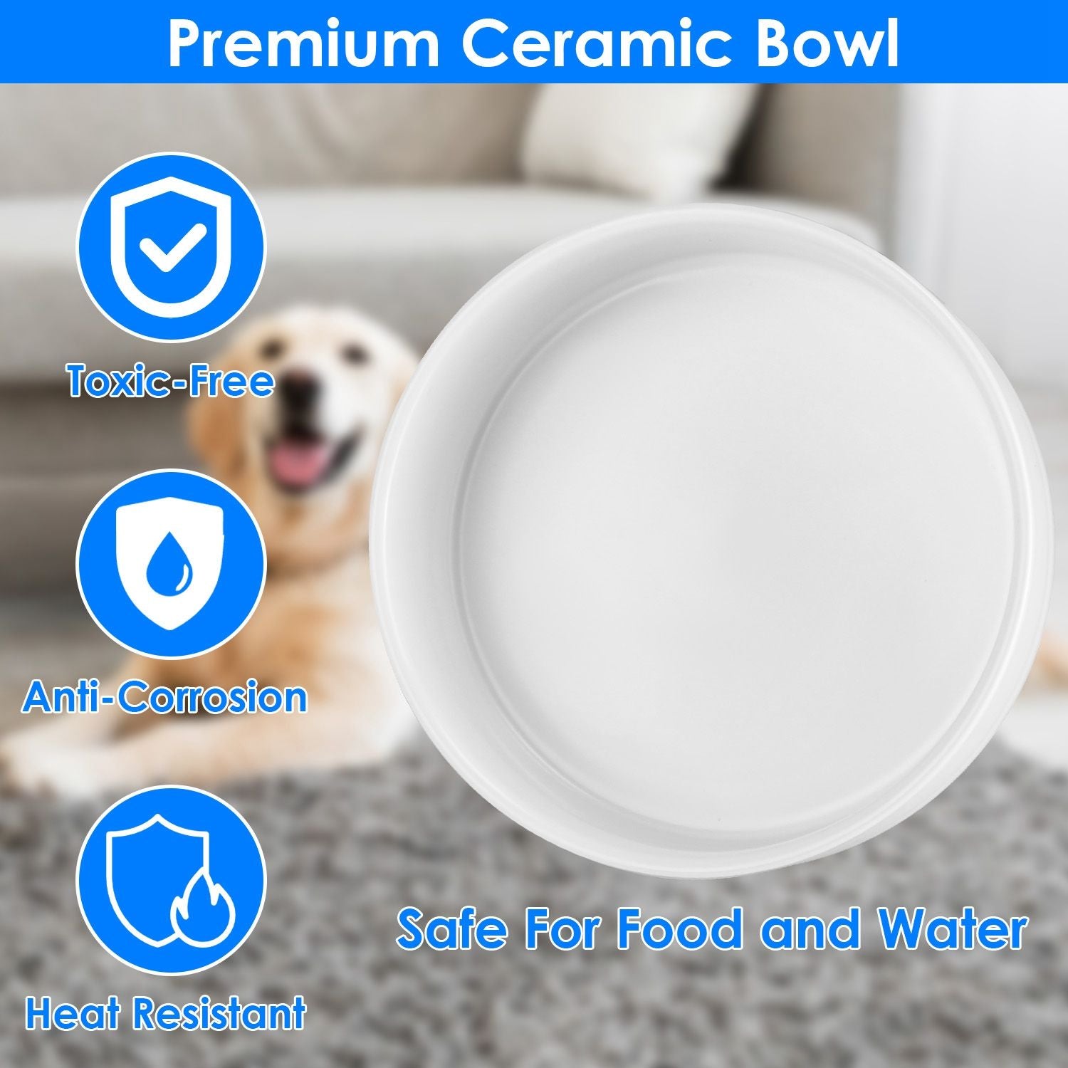 Top-down view of removable white ceramic bowl with smooth food-safe interior