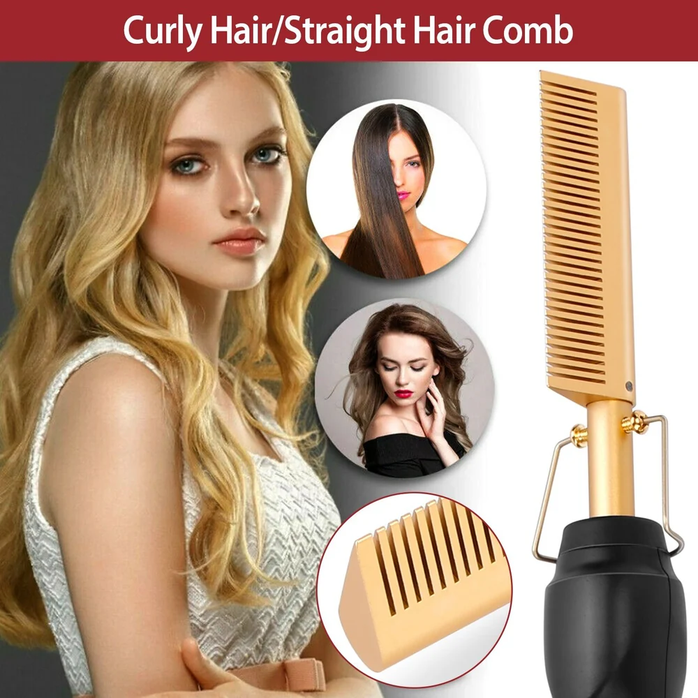 Curly hair and straight hair comb with a stylish gold design, ideal for achieving smooth and defined hairstyles for all hair types.