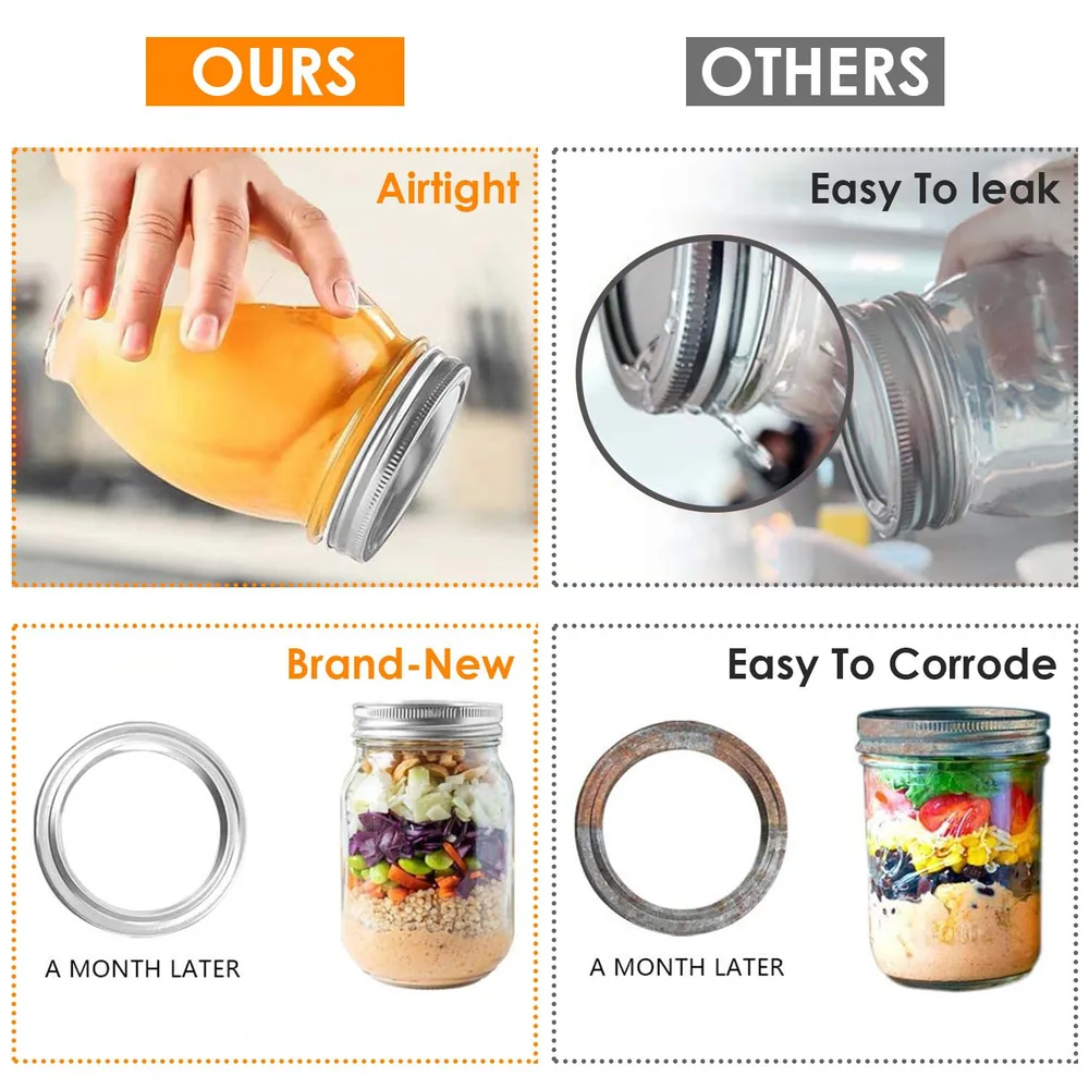Comparison image showing a high-quality airtight jar designed to prevent leaks and corrosion, contrasted with lower-quality jars that easily leak and corrode over time.