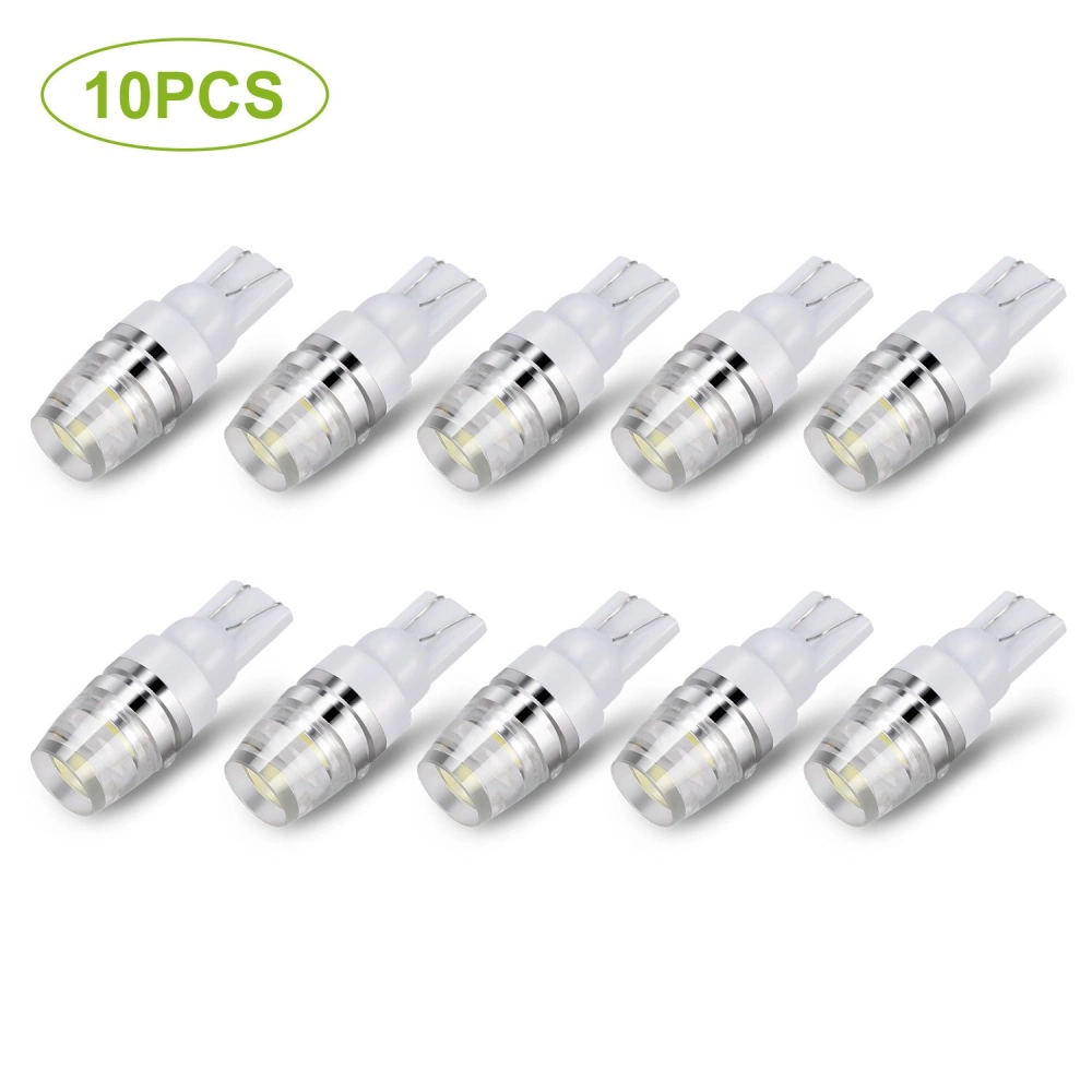 Set of 10 LED bulb replacements with clear casing and silver base, ideal for automotive lighting upgrades.