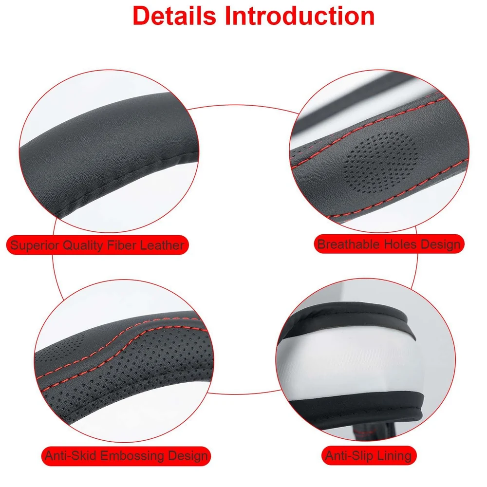 Image showcasing a high-quality gaming chair featuring superior fiber leather, breathable holes design, anti-skid embossing, and anti-slip lining for enhanced comfort and stability.