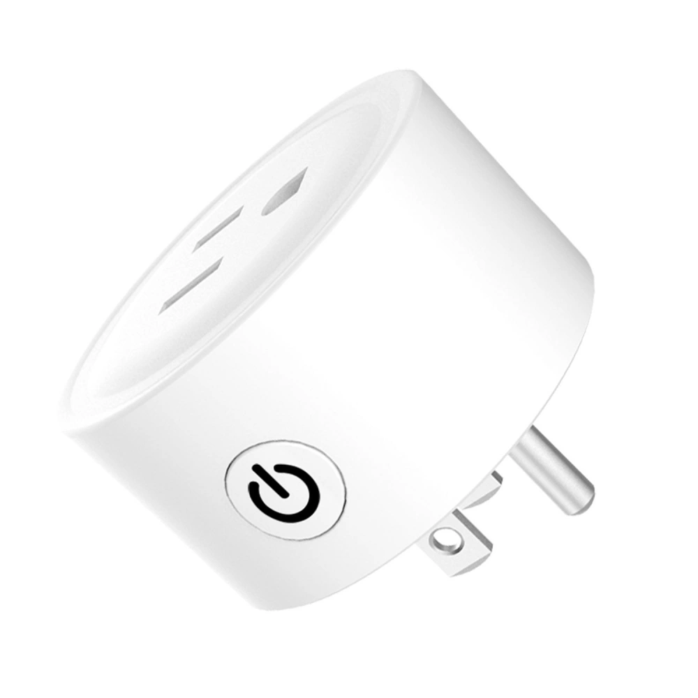 Smart Wi-Fi power plug with two outlets and an on/off button, ideal for remote control of electronic devices.