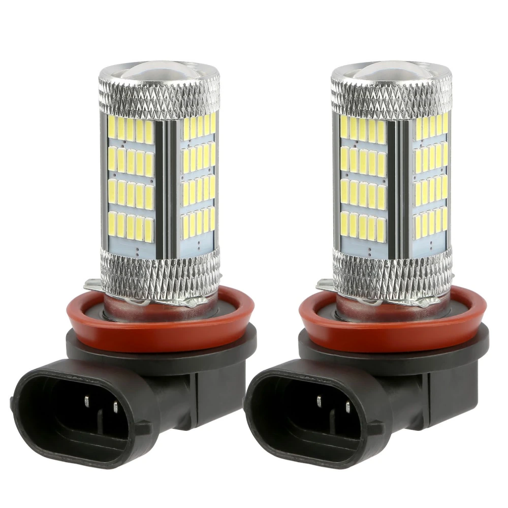 LED car light bulbs with high lumen output, featuring metal casing and red rubber bases for enhanced durability and performance.