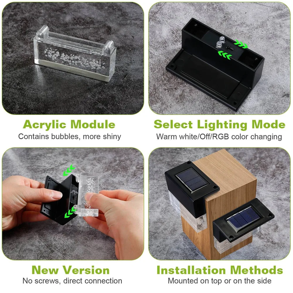 Acrylic light module showcasing shiny bubbles, with options for warm white, off, and RGB color changing; features a new screw-free design for easy assembly, installable on various surfaces.