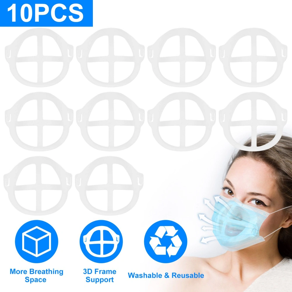 Set of 10 reusable and washable face mask frame supports, designed to enhance breathing space and provide comfort with 3D structure.