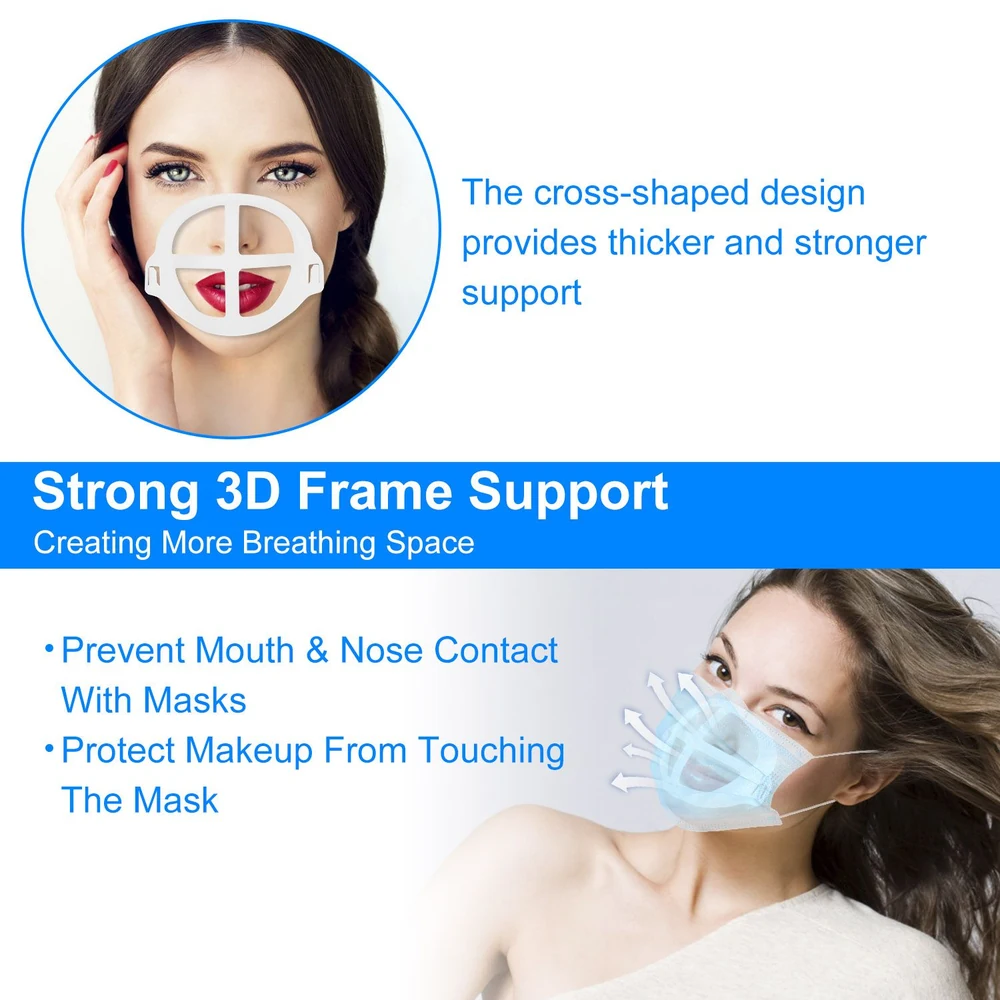 Strong 3D mask frame support enhances breathing space, prevents mouth and nose contact, and protects makeup from smudging.