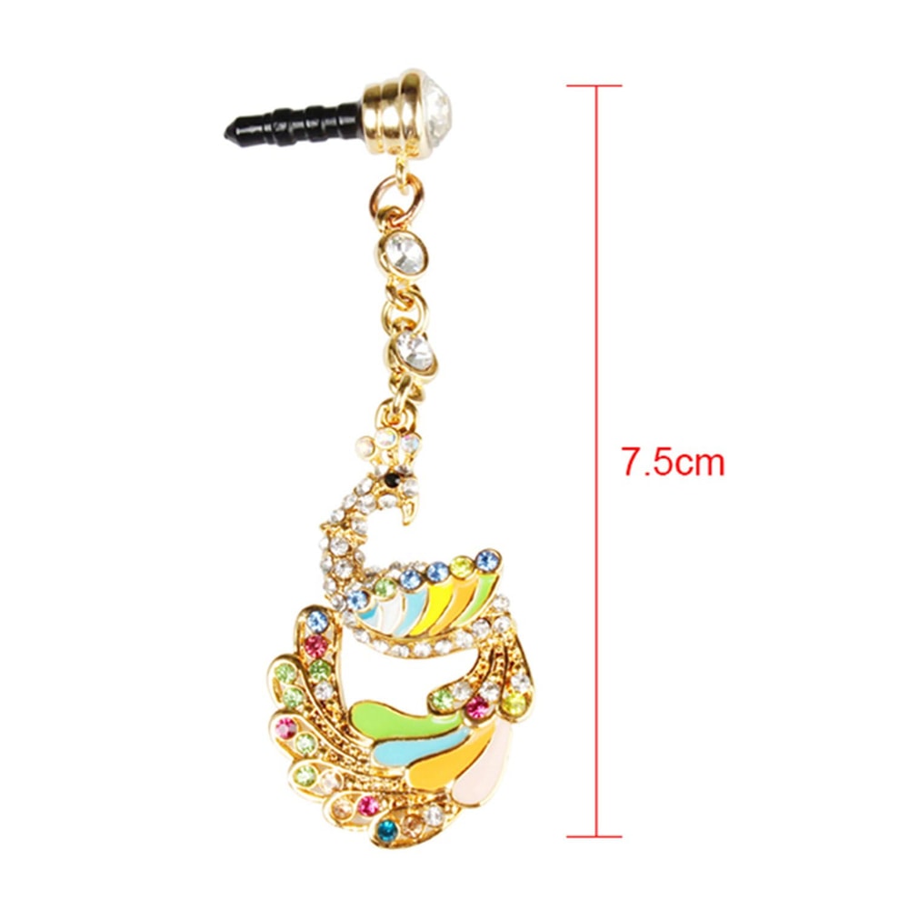 Colorful gold-tone statement earrings with multi-colored gemstones and a decorative design, measuring 7.5cm in length.