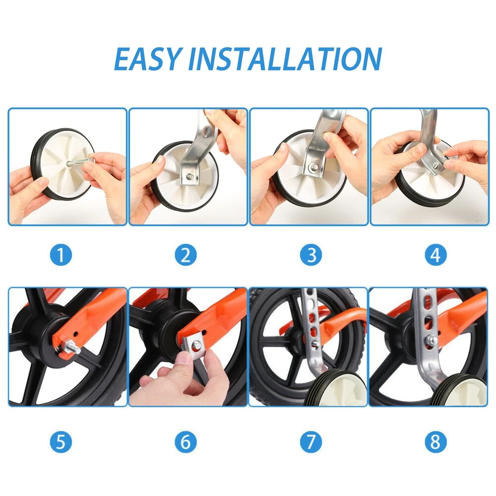 Step-by-step guide for easy installation of a durable wheel with a metal bracket, showcasing hand placement during assembly for clear instructions.