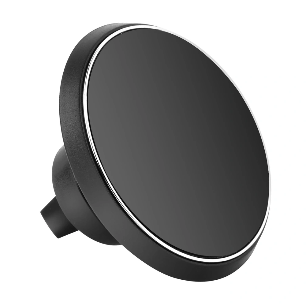 Sleek black magnetic car mount with a shiny silver trim, designed for secure smartphone placement while driving.