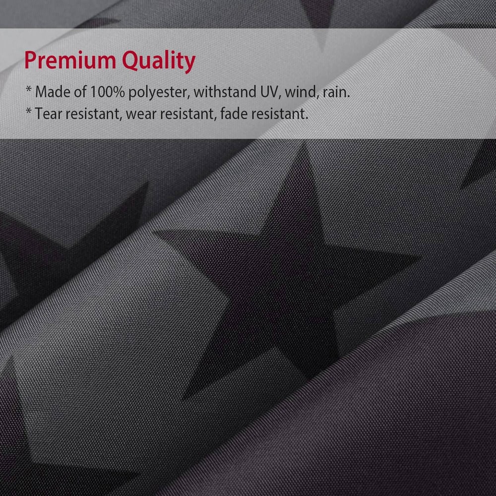 Premium quality fabric made of 100% polyester featuring a star pattern, designed to resist UV, wind, rain, tears, and fading.