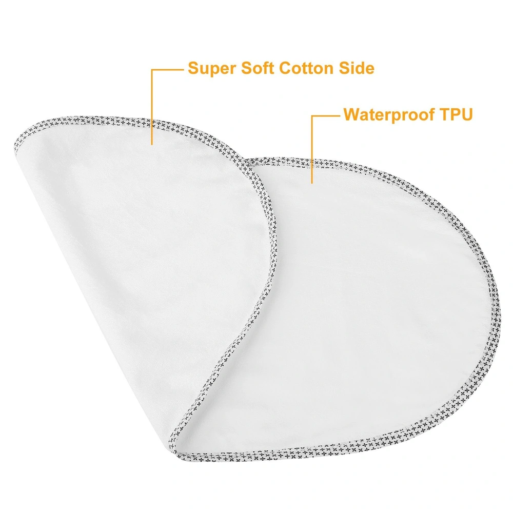 Super soft cotton and waterproof TPU reusable pad, featuring a rounded edge with decorative stitching, ideal for comfort and protection.