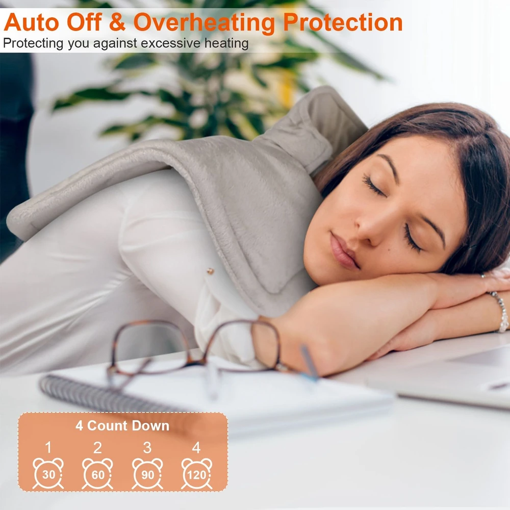 Cozy heated blanket with auto-off and overheating protection, perfect for warmth and safety during relaxation or work.