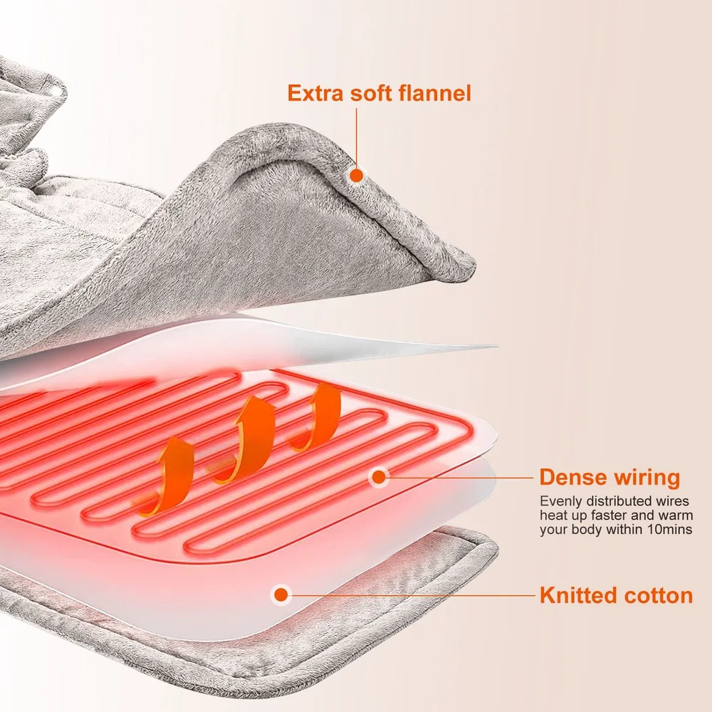 Extra soft heated blanket featuring dense wiring for quick warmth, made from knitted cotton for ultimate comfort.