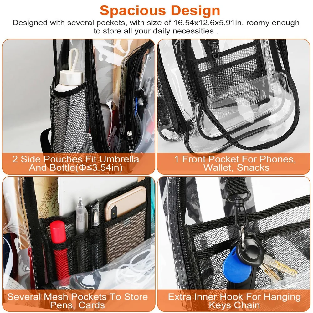 Spacious multi-pocket organizer bag with mesh compartments, side pouches for water bottles and umbrellas, and front pocket for phones and snacks, ideal for daily essentials.