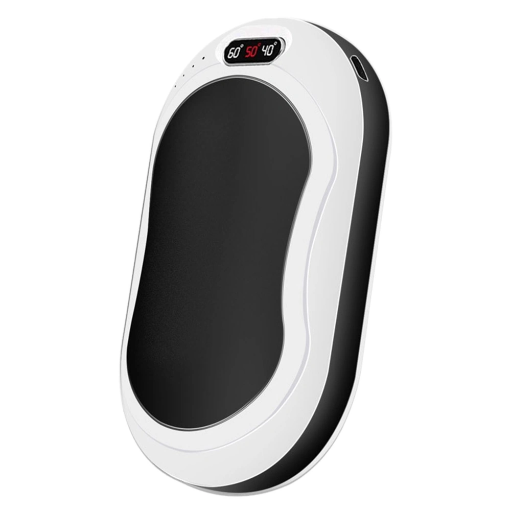 Portable digital infrared heating pad with temperature display in sleek black and white design.