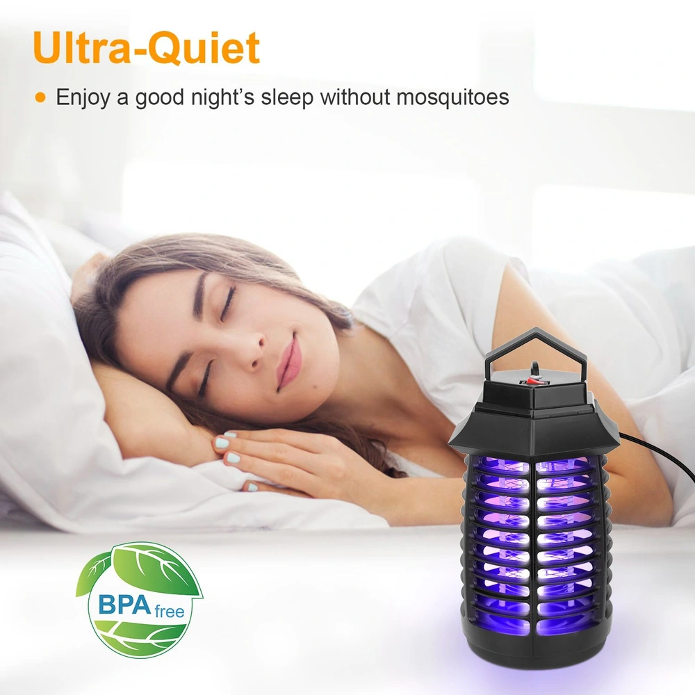Ultra-quiet mosquito lamp with purple light, BPA-free, designed for peaceful sleep without mosquitoes.