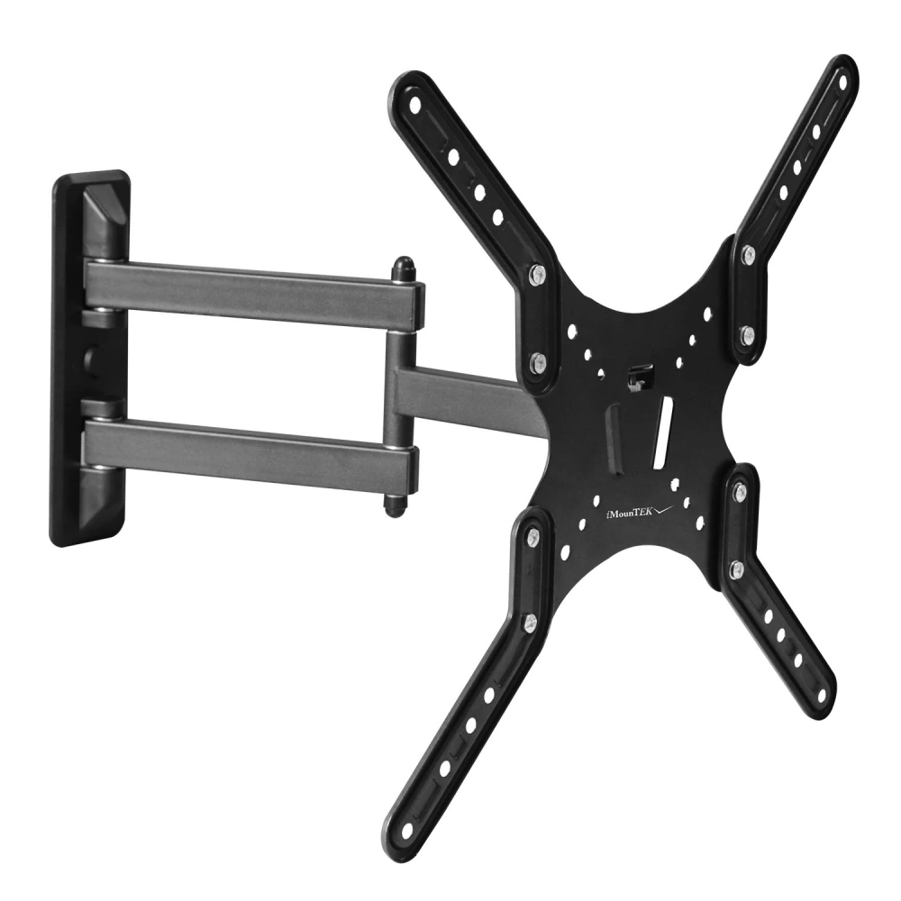 Articulating TV wall mount bracket with extendable arms for optimal viewing angles and secure support in a sleek black finish.