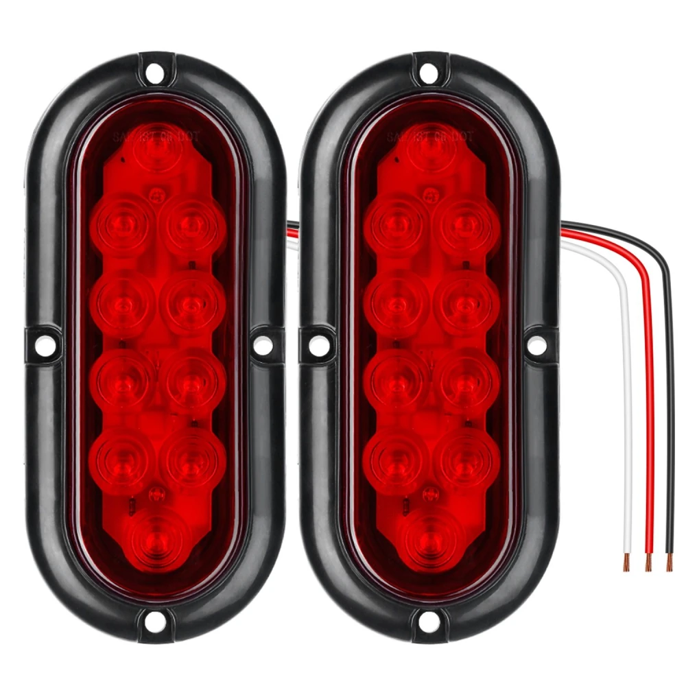 LED trailer light set with dual red oval lamps and wired connections, ideal for enhanced visibility and safety on the road.