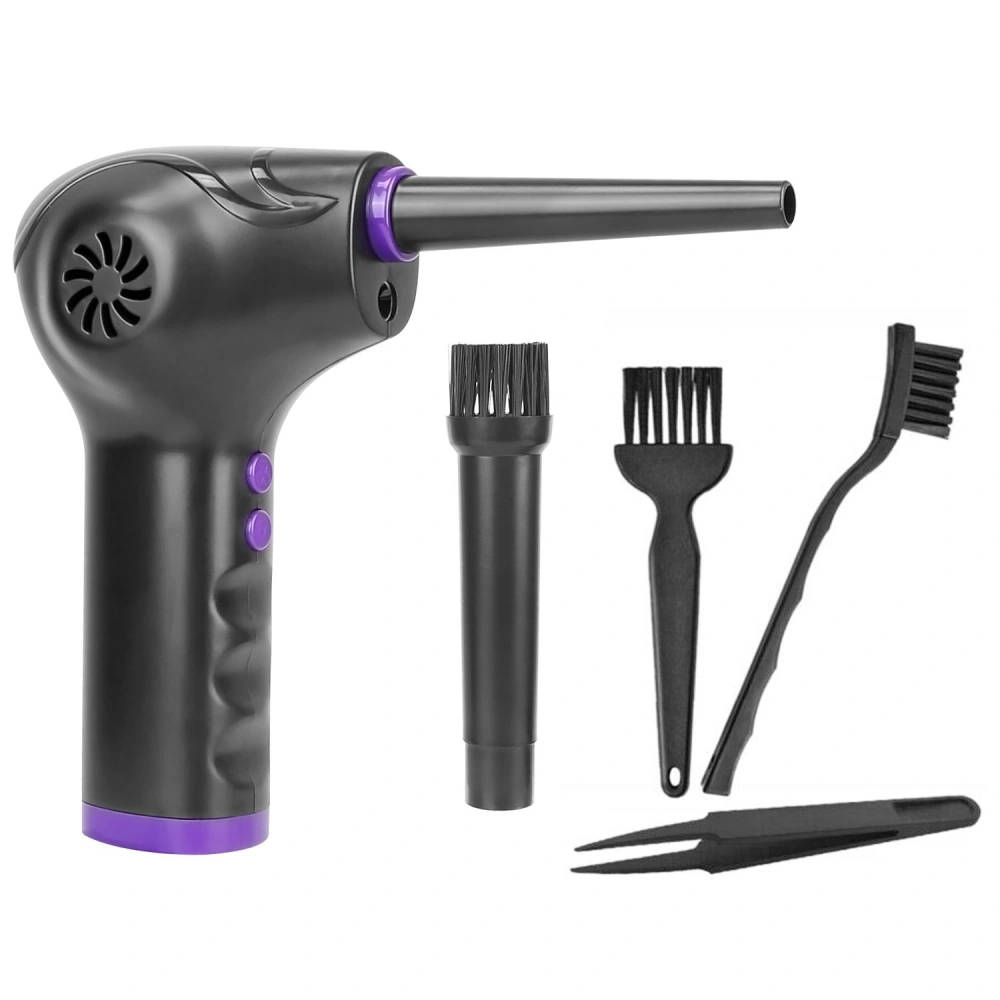 Electric air blower tool with detachable nozzles and cleaning brushes, ideal for precision dusting and maintenance.
