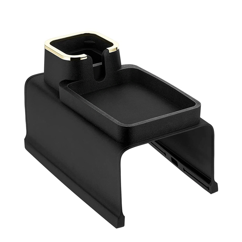 Stylish black car cup holder adapter with a sleek design and gold accents, designed to enhance vehicle organization and functionality.